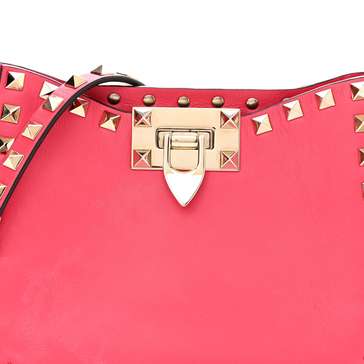 Vitello Rockstud Flip-Lock Satchel Fragola