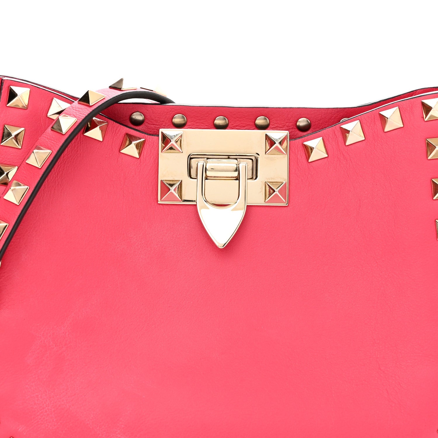 Valentino Garavani Vitello Rockstud Flip-Lock Satchel Fragola 7 of 10
