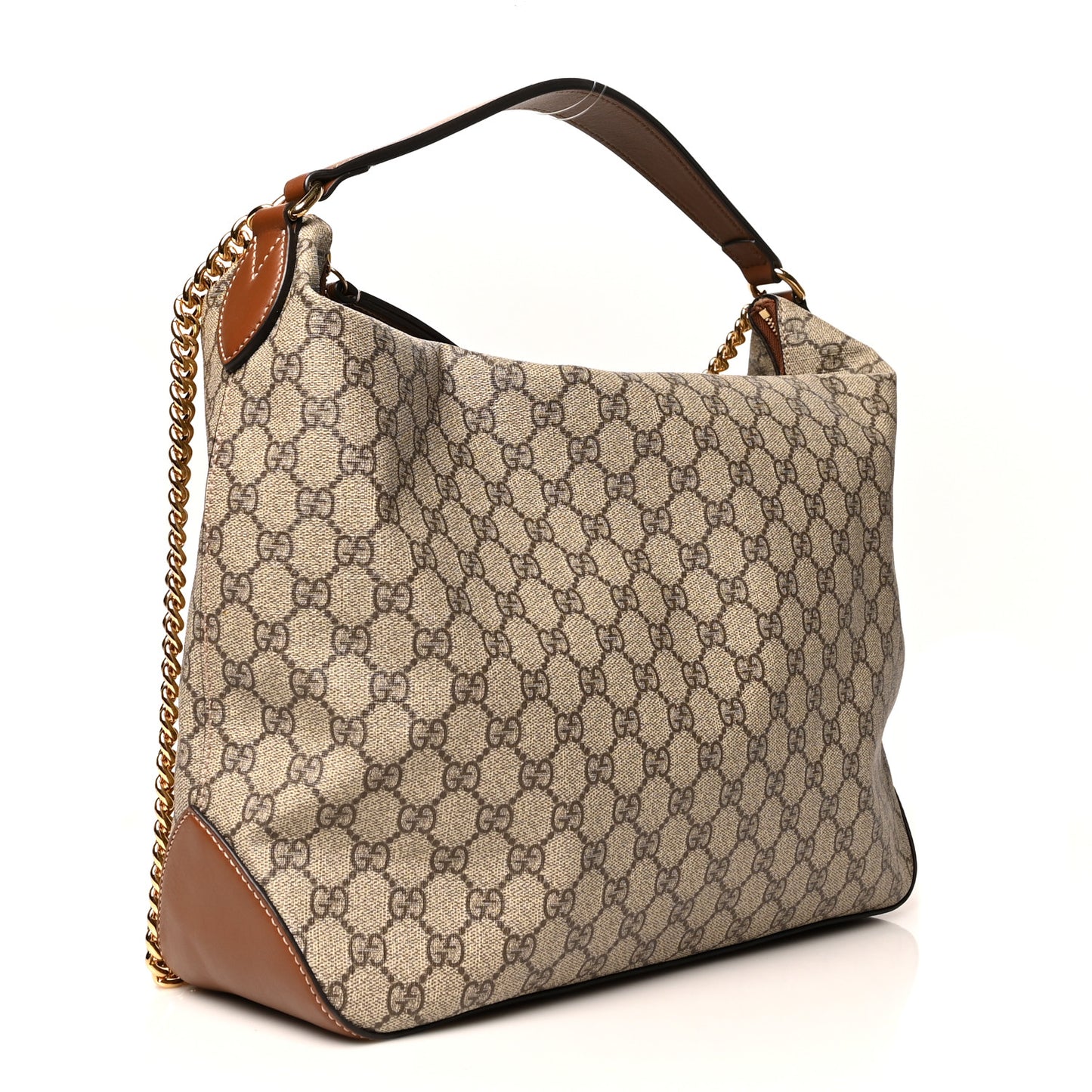 GG Supreme Monogram Large Linea A Hobo Light Brown