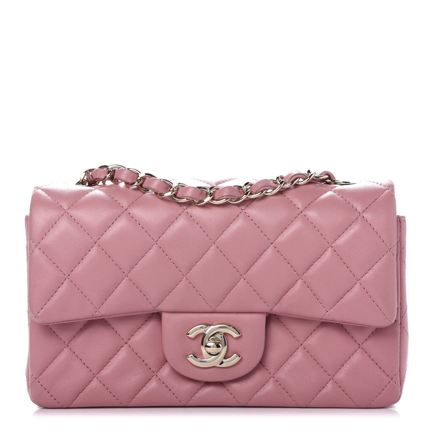 Chanel Lambskin Quilted Mini Rectangular Flap Pink 1 of 12