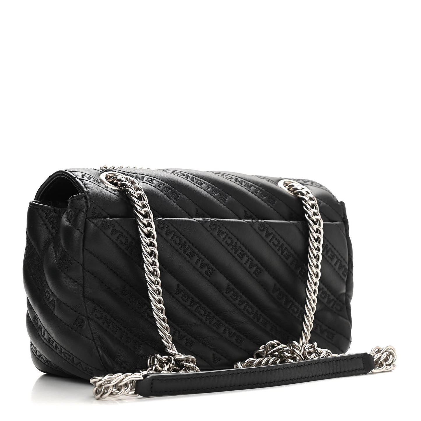 Calfskin Logo Matelasse S BB Round Shoulder Bag Black