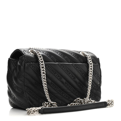 Balenciaga Calfskin Logo Matelasse S BB Round Shoulder Bag Black 3 of 9