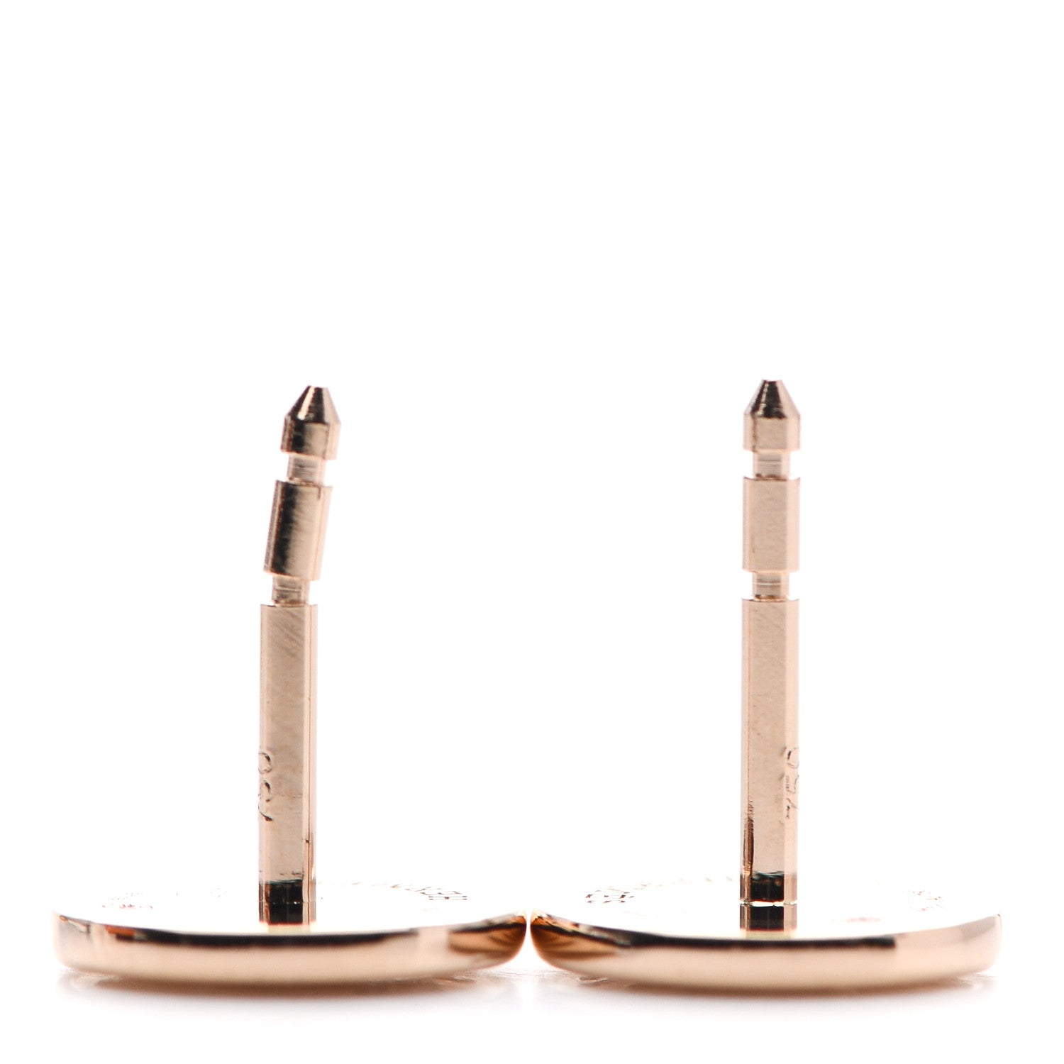 Hermes 18K Rose Gold TPM Ex-Libris Stud Earrings 5 of 6