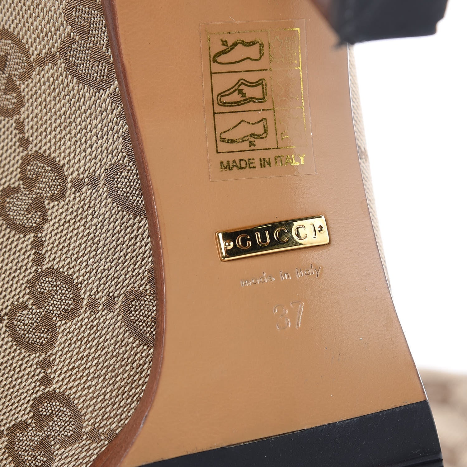 Gucci Monogram Lisa Mid Heel Boots 37 Beige Ebony 6 of 7
