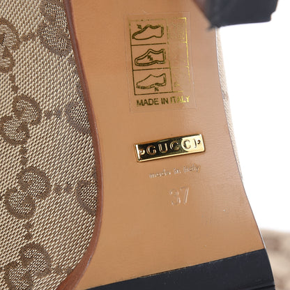 Gucci Monogram Lisa Mid Heel Boots 37 Beige Ebony 6 of 7