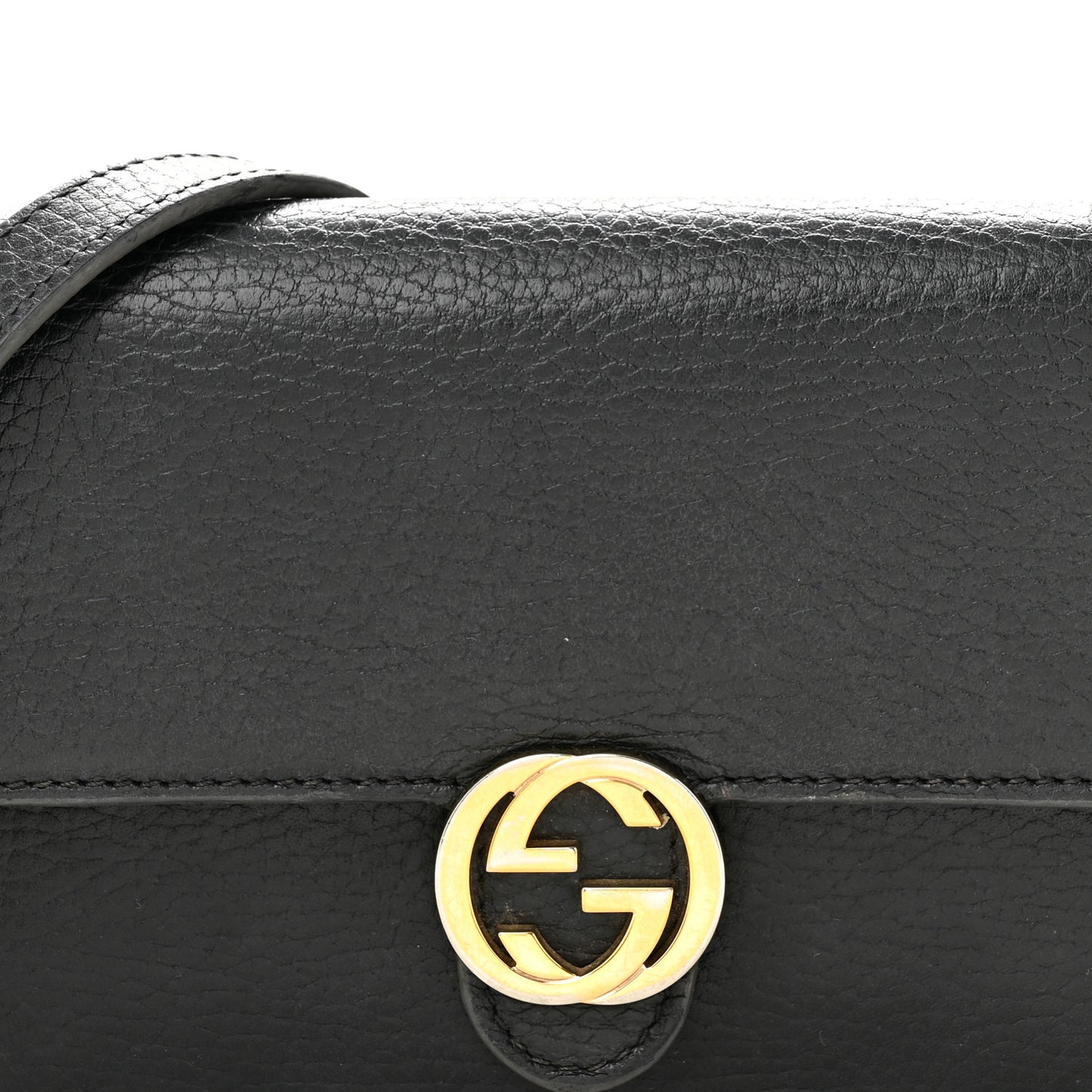 Dollar Calfskin Interlocking G Chain Wallet Black