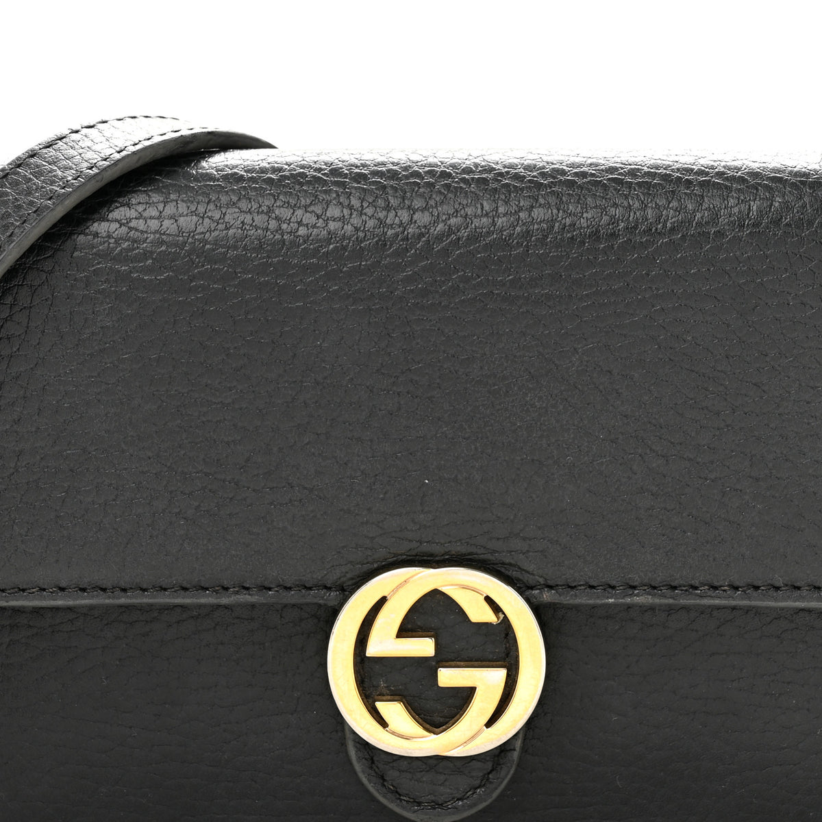 Gucci Dollar Calfskin Interlocking G Chain Wallet Black 5 of 15