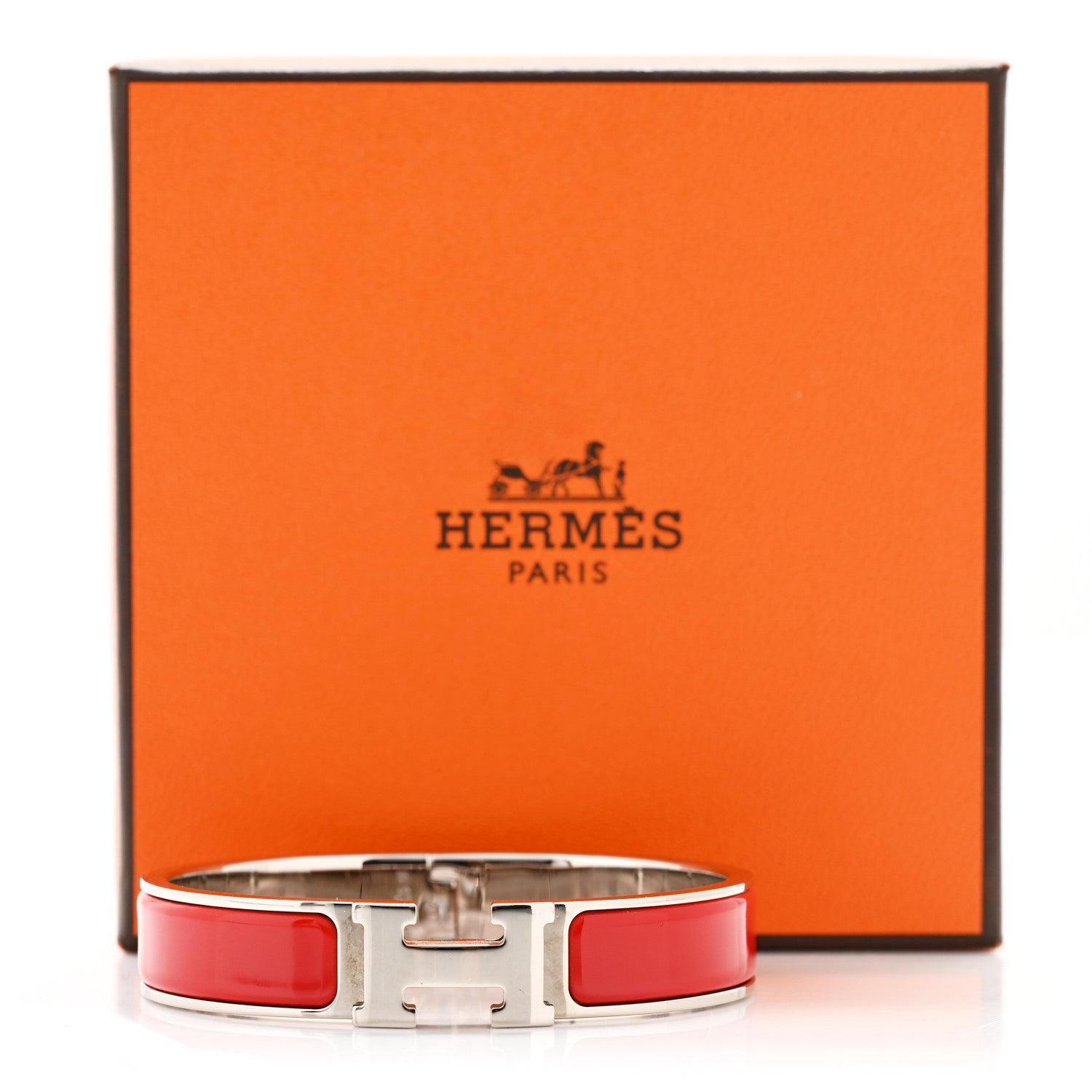 Hermes Enamel Narrow Clic Clac H Bracelet GM Rouge Vif 6 of 6