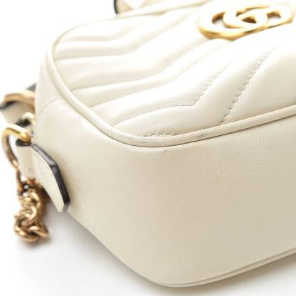 Gucci Calfskin Matelasse Mini GG Marmont Chain Shoulder Bag White 9 of 20