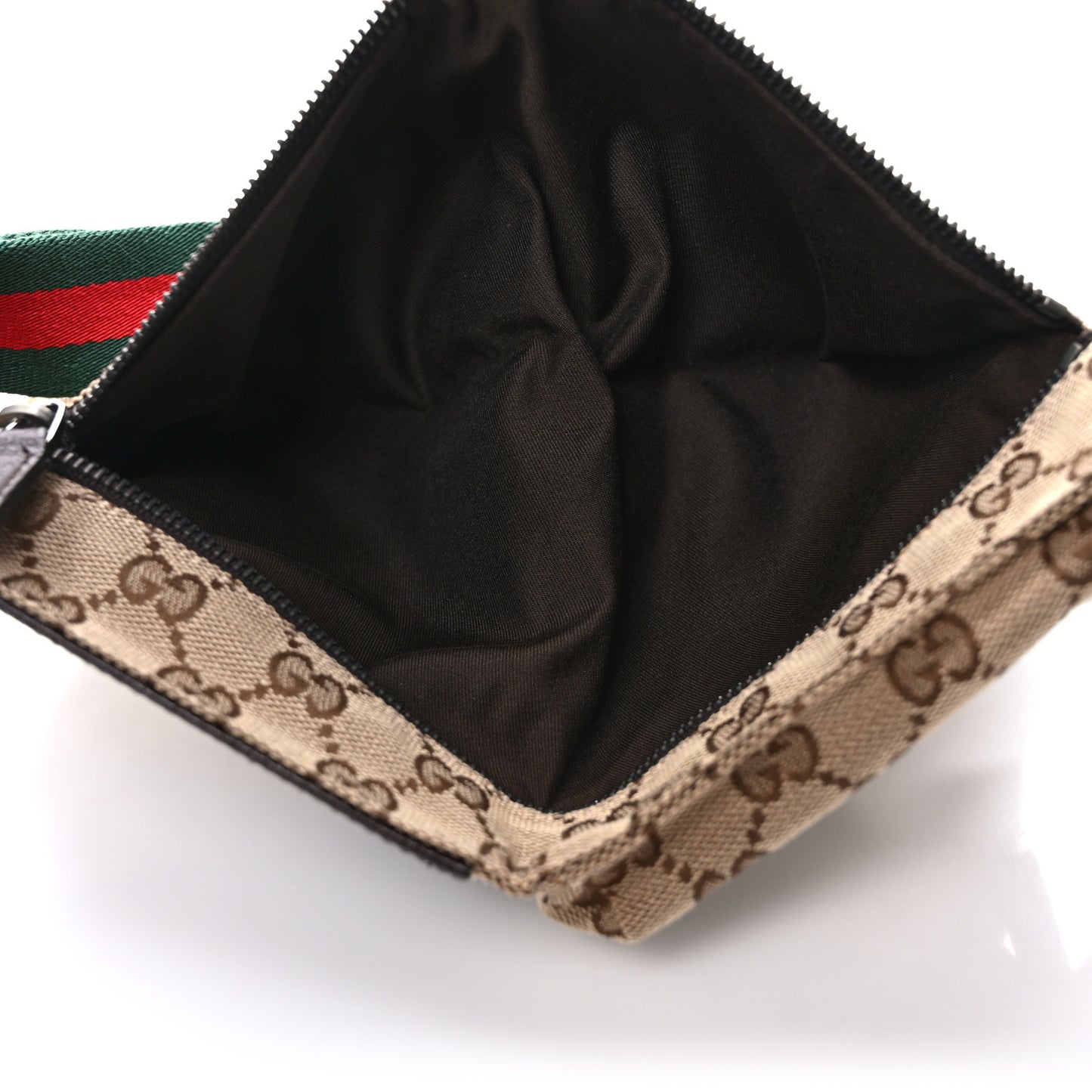 GG Monogram Web Double Pocket Belt Bag Dark Brown