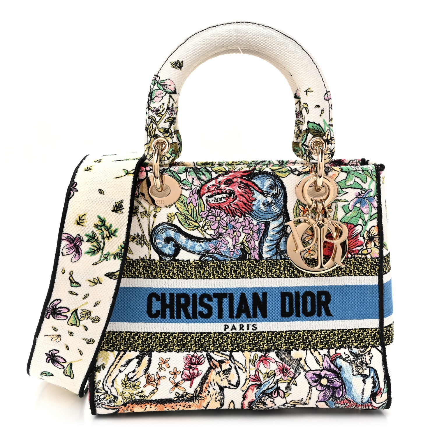 Christian Dior Canvas D-Constellation Embroidered Medium Lady D-Lite Latte Multicolor 1 of 9