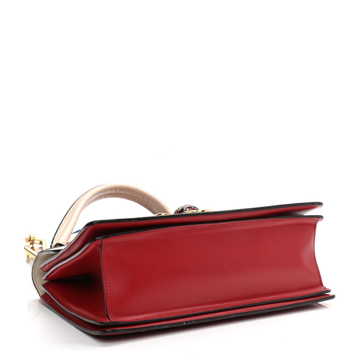Calfskin Sylvie Web Small Queen Margaret Top Handle Bag Hibiscus Red Mystic White