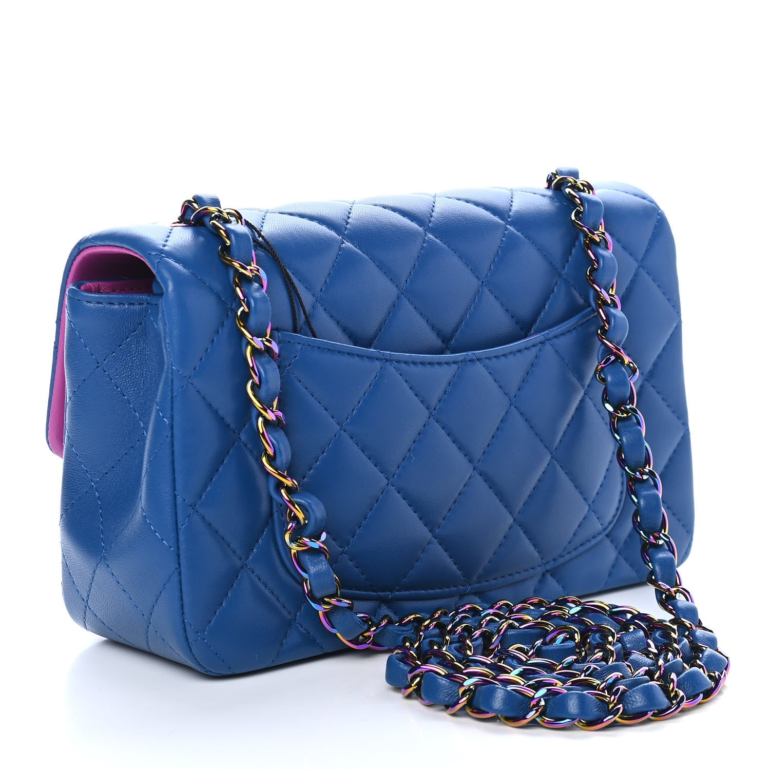 Chanel Lambskin Quilted Mini Rectangular Flap Blue Purple 3 of 9