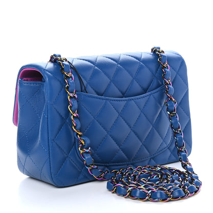 Chanel Lambskin Quilted Mini Rectangular Flap Blue Purple 3 of 9