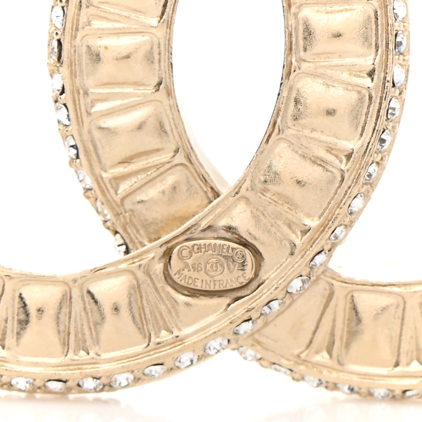Baguette Crystal CC Brooch Gold