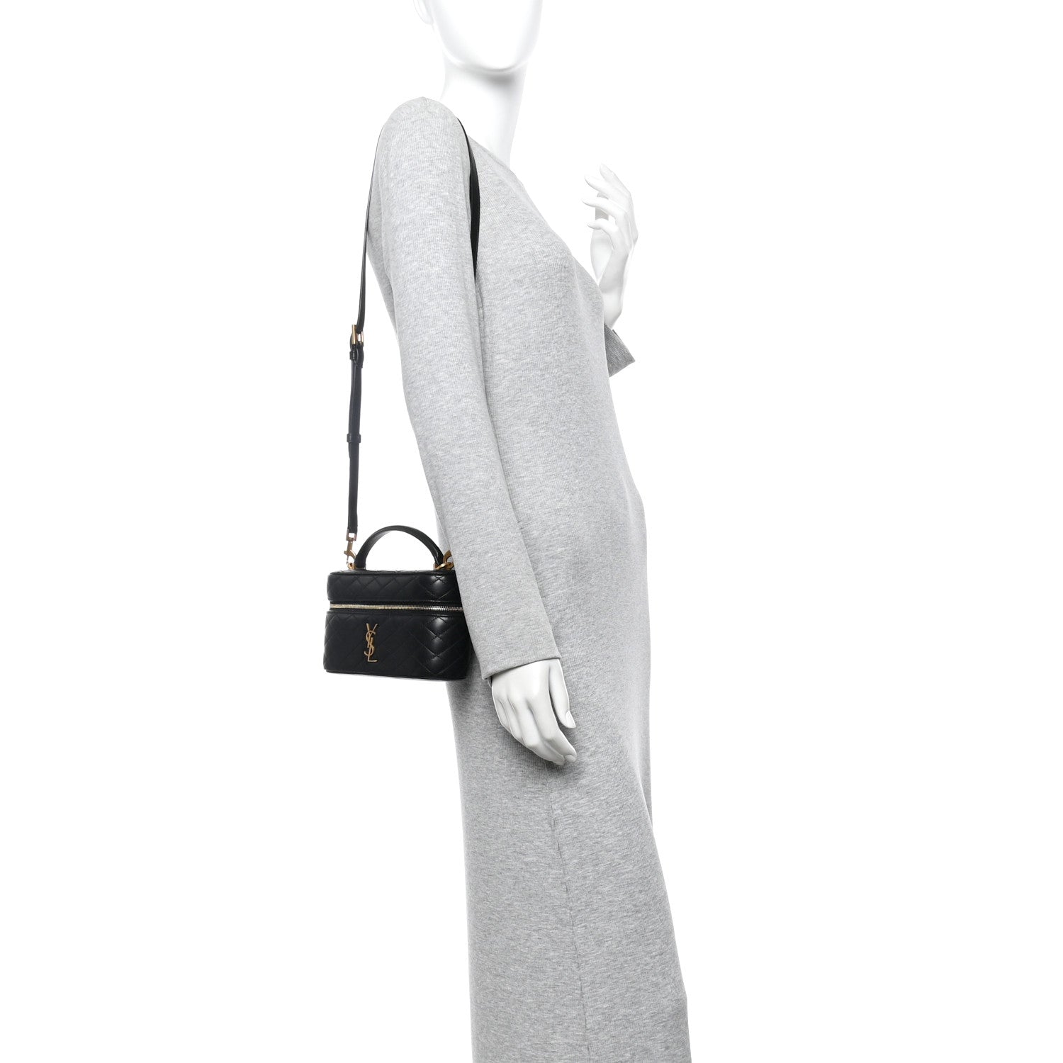 Saint Laurent Lambskin Quilted Mini Gaby Vanity Case Black 2 of 12