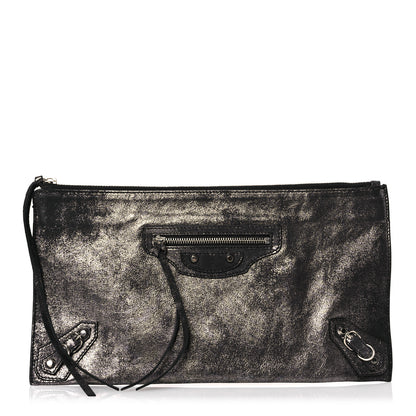 Balenciaga Metallic Calfskin Milky Way Papier Clutch Black 1 of 8