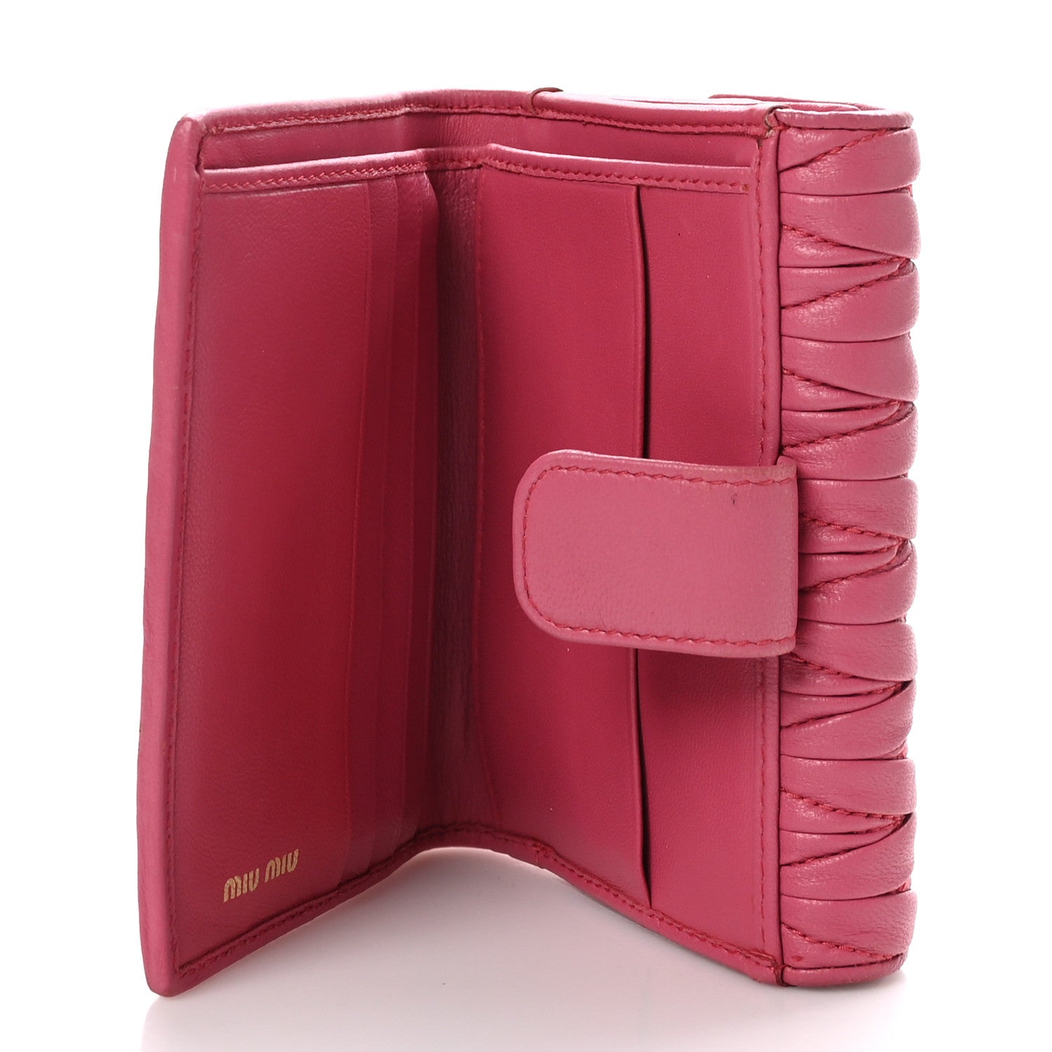 Miu Miu Nappa Matelasse Flap Tri-Fold Wallet Geranio 5 of 11