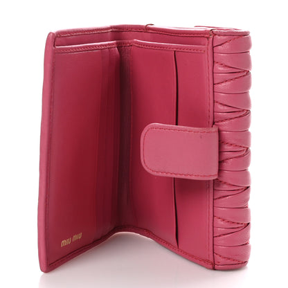 Miu Miu Nappa Matelasse Flap Tri-Fold Wallet Geranio 5 of 11