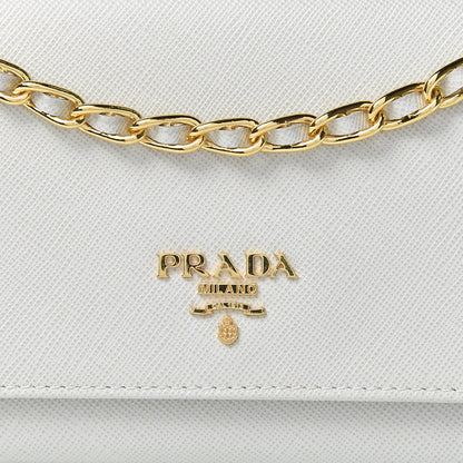 Prada Saffiano Metal Oro Chain Wallet Talco 11 of 12
