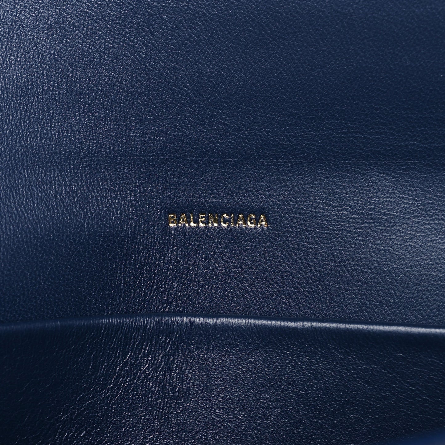 Shiny Calfskin Crocodile Embossed Hourglass Flap Flat Pouch Navy Blue
