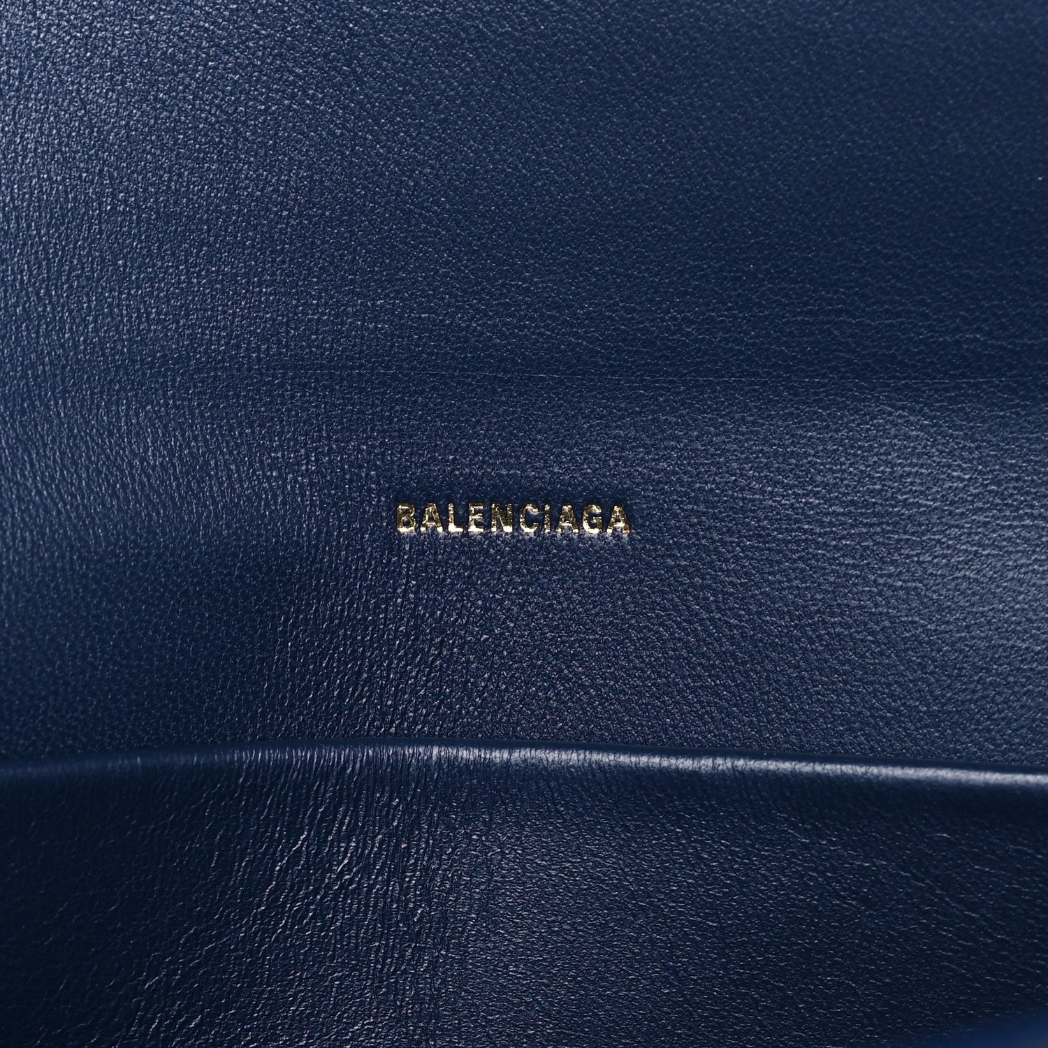 Balenciaga Shiny Calfskin Crocodile Embossed Hourglass Flap Flat Pouch Navy Blue 6 of 7