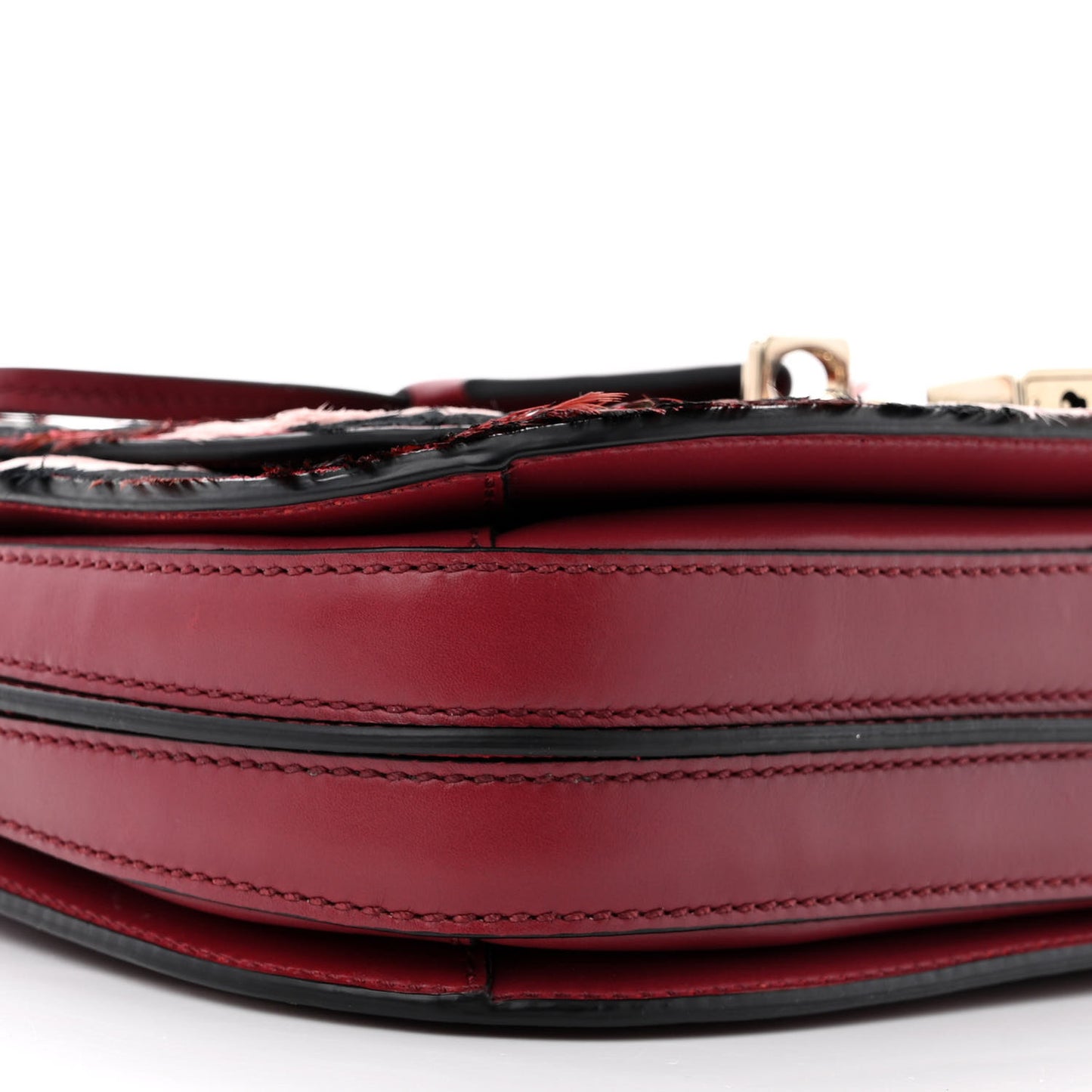 Calfskin Piper Feather Joylock Flap Messenger Bag Red