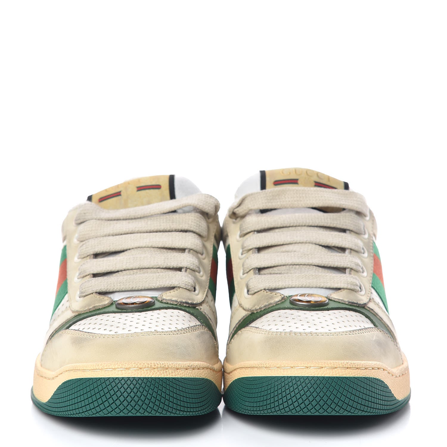 Gucci Nubuck Web Womens Screener Sneakers 36 Dusty Milk New Mystic White Vintage Green 2 of 11