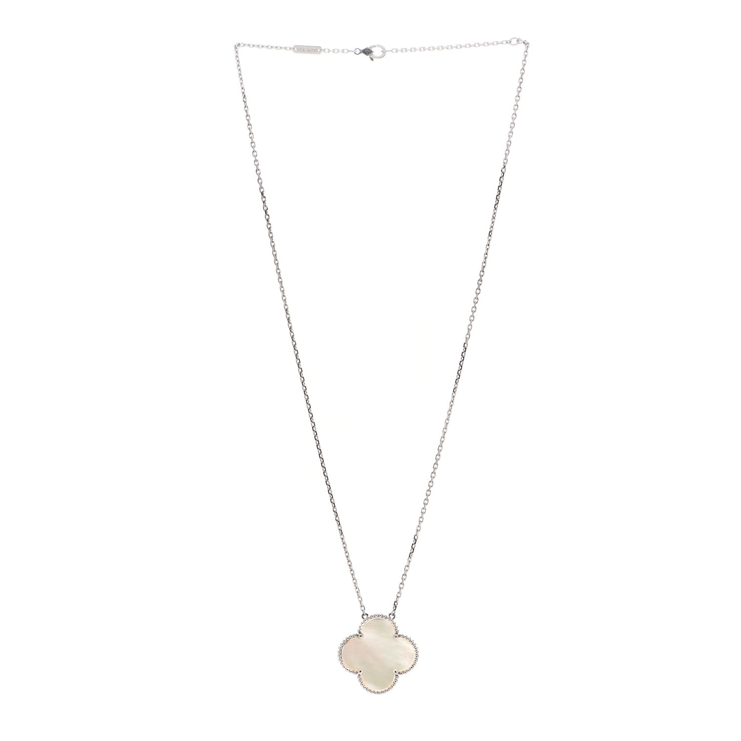 18K White Gold Mother of Pearl Magic Alhambra Pendant Necklace