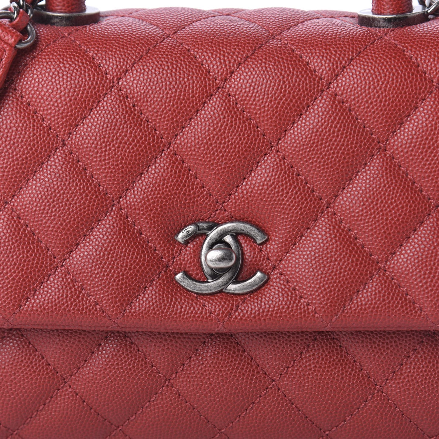 Caviar Quilted Mini Coco Handle Flap Dark Red