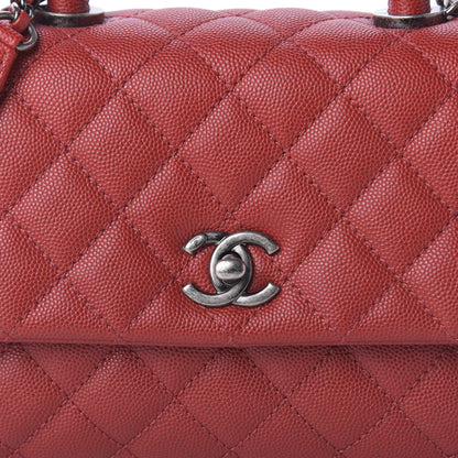 Chanel Caviar Quilted Mini Coco Handle Flap Dark Red 11 of 12