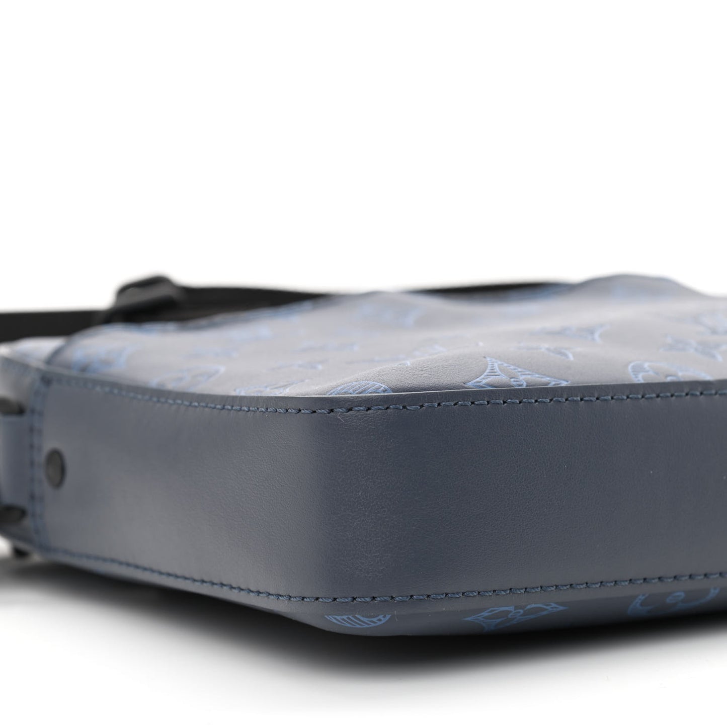 Calfskin Monogram Shadow Duo Messenger Navy Blue