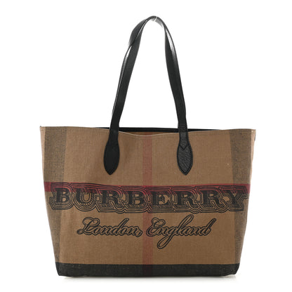 Burberry Coated Canvas Mega Check Medium Doodle Tote Black 1 of 10