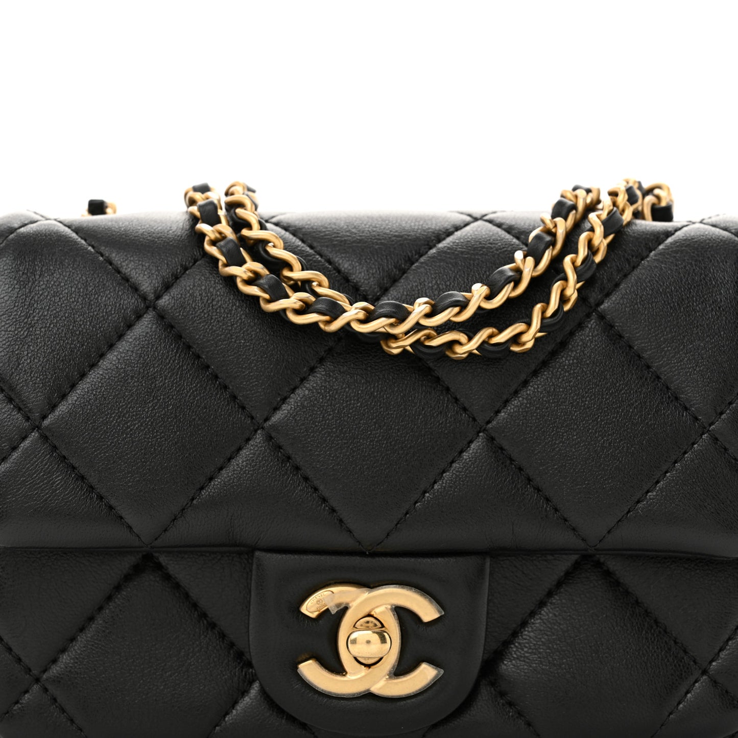 Lambskin Quilted Pearl Small Flap Black