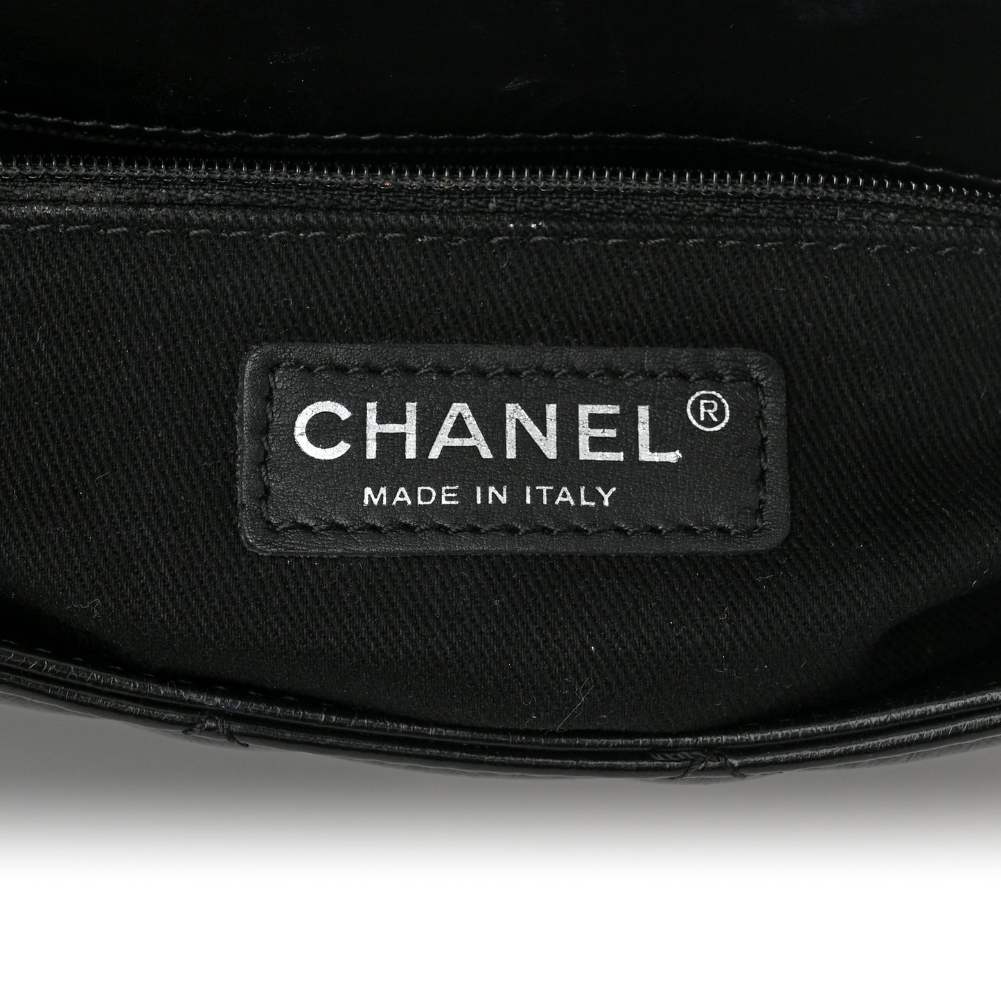 Glazed Calfskin Quilted Small CC Delivery Tote Black
