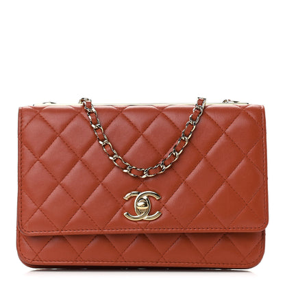 Chanel Lambskin Quilted Trendy CC Wallet On Chain WOC Red 1 of 9