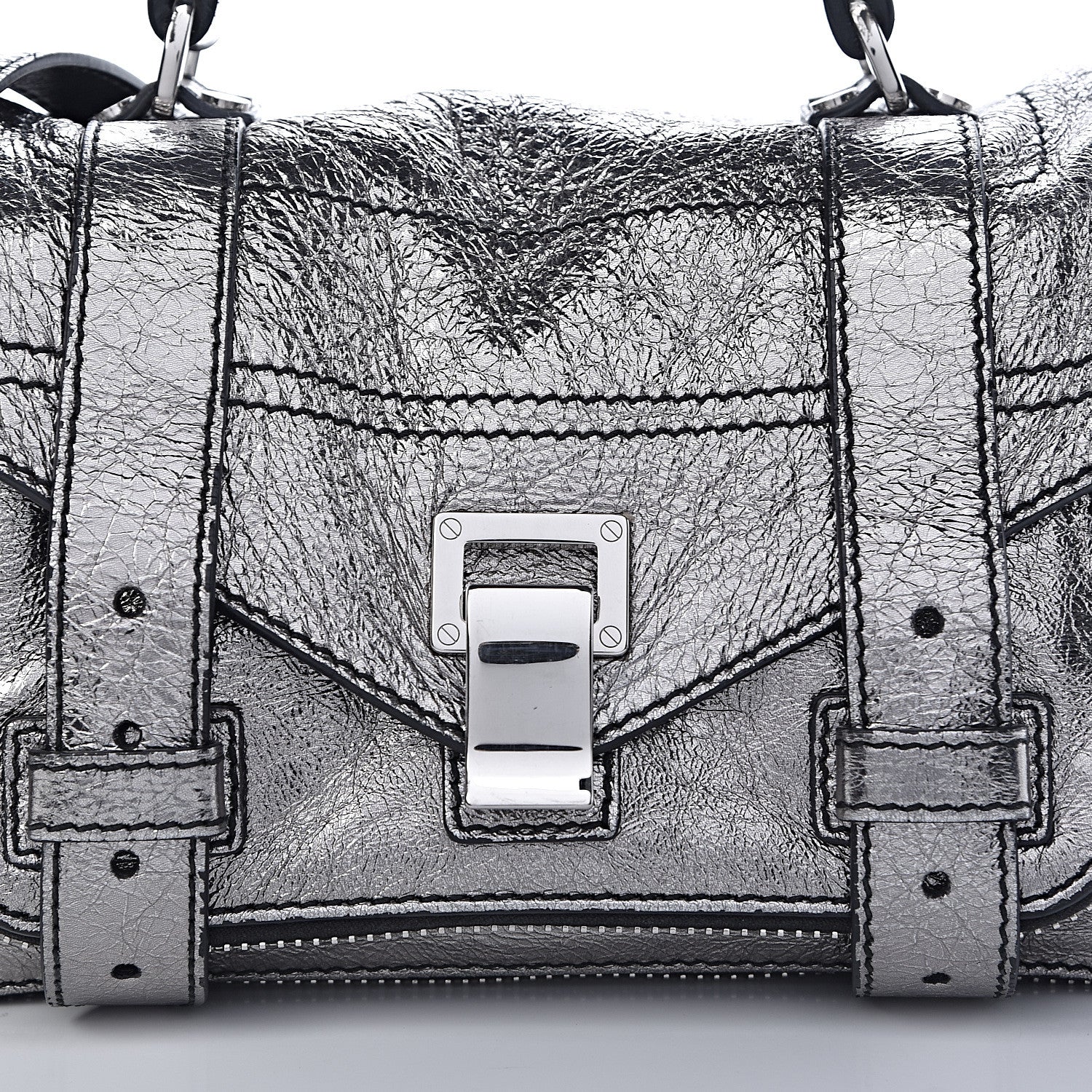 Proenza Schouler Metallic Lambskin Tiny PS1 Satchel Silver 11 of 15