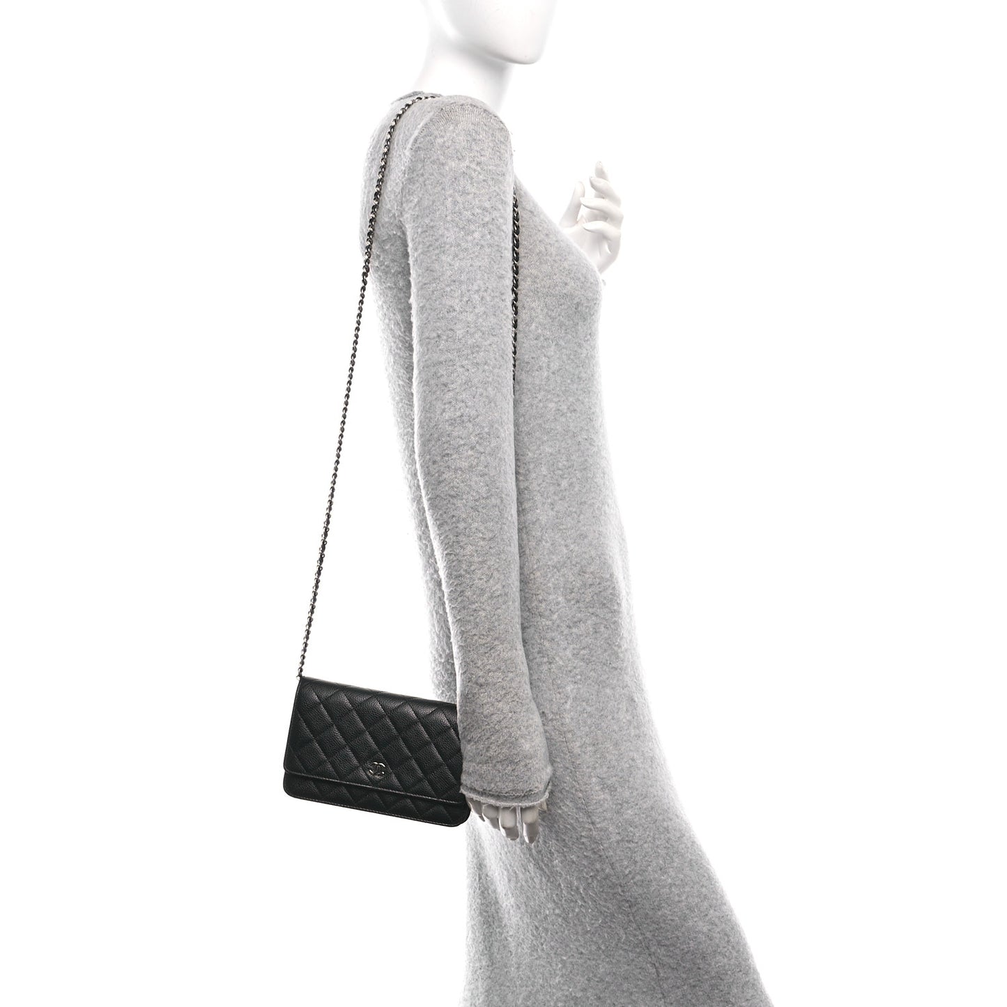 Caviar Quilted Wallet On Chain WOC Black