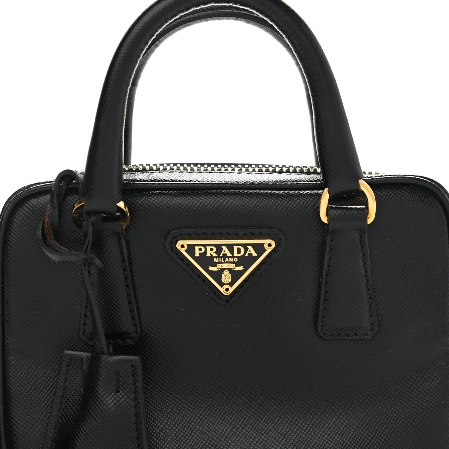 Saffiano Lux Mini Top Handle Crossbody Bag Black