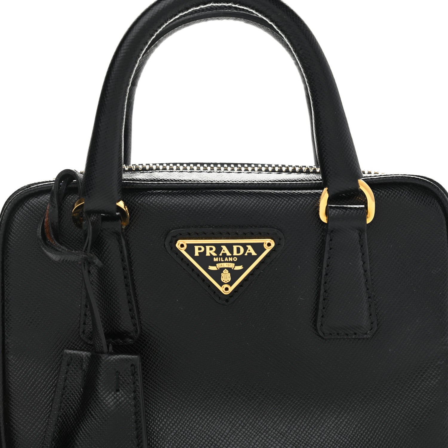 Prada Saffiano Lux Mini Top Handle Crossbody Bag Black 9 of 12