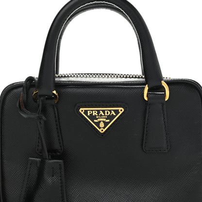Prada Saffiano Lux Mini Top Handle Crossbody Bag Black 9 of 12