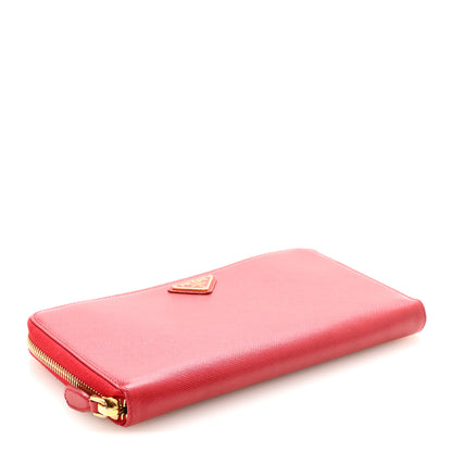 Prada Saffiano Triangle Large Zip Around Travel Wallet Fuoco 4 of 8