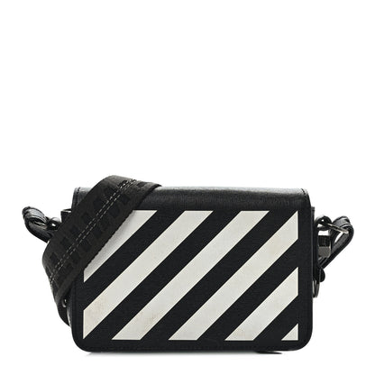 Off-White Saffiano Striped Mini Diag Bag Black White 1 of 13