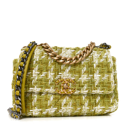 Chanel Tweed Quilted Medium Chanel 19 Flap Green 1 of 9