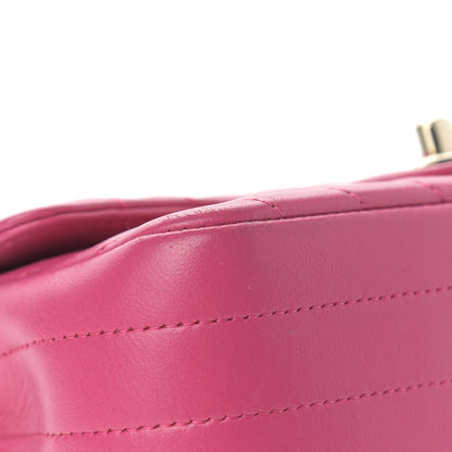 Chanel Lambskin Chevron Quilted Mini Rectangular Flap Dark Pink 10 of 12