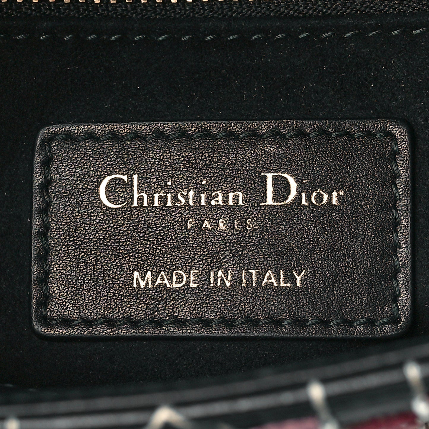 Calfskin Cannage Embroidered Beaded Mini Lady Dior Black Multicolor