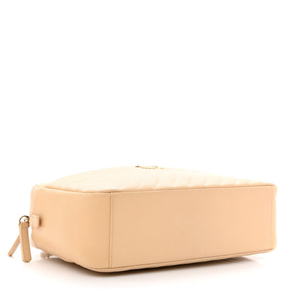 Chanel Shiny Goatskin Diagonal Quilted Camera Bag Beige 4 of 14