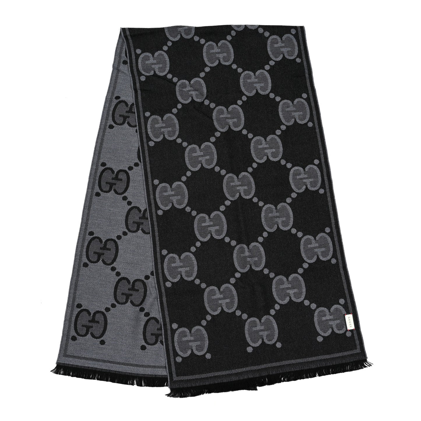 Wool GG Monogram Doubly G Scarf Anthracite Black