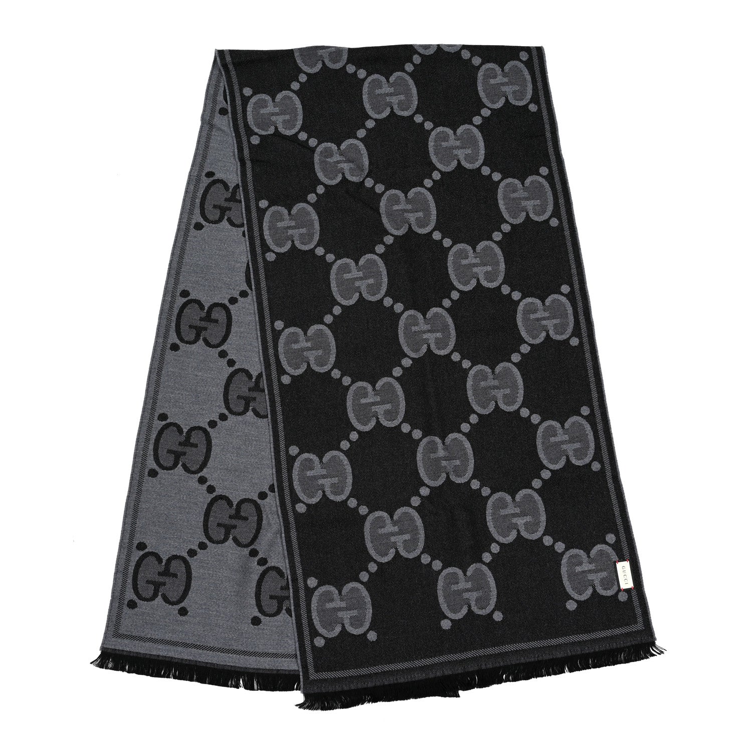 Gucci Wool GG Monogram Doubly G Scarf Anthracite Black 3 of 3
