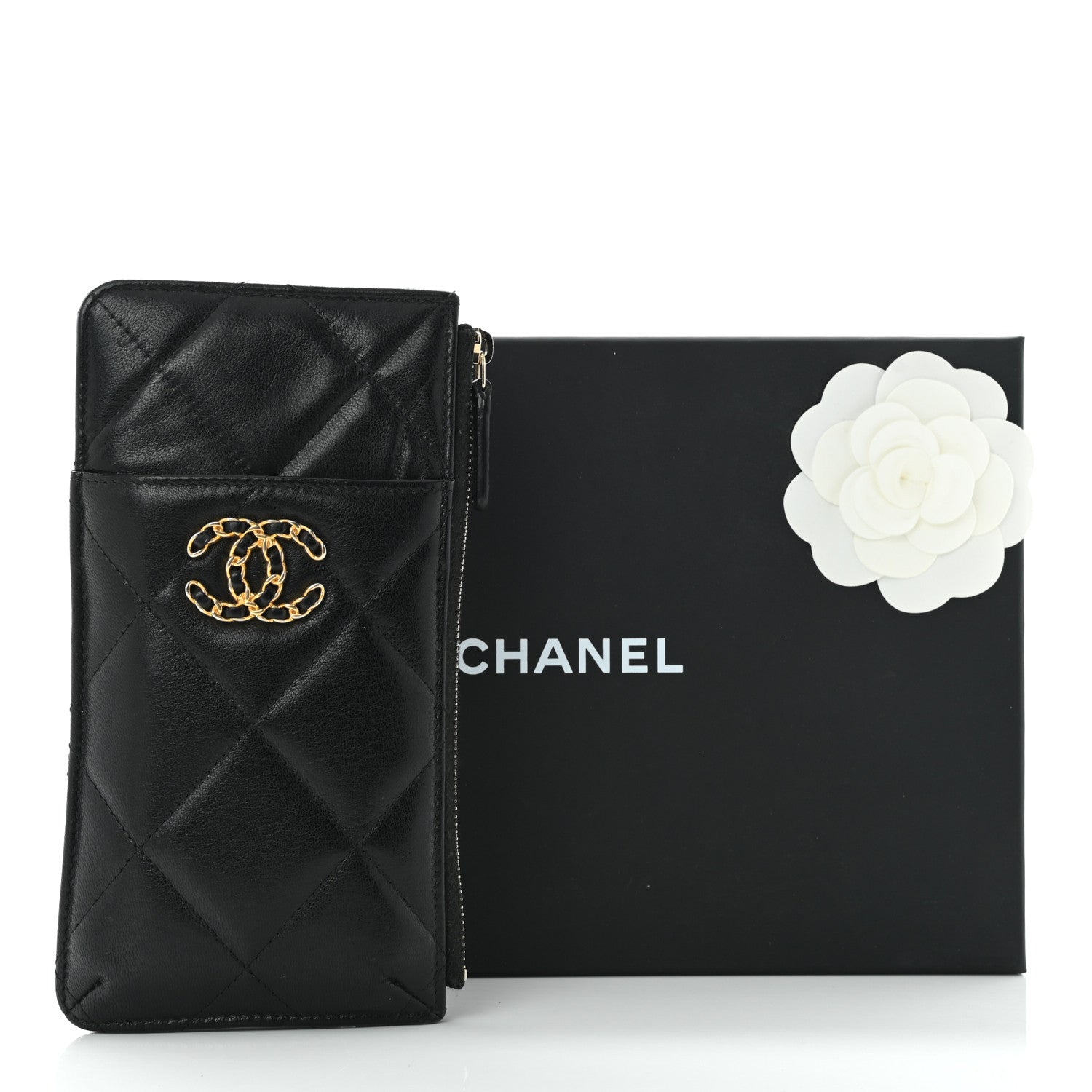 Chanel Lambskin Quilted Chanel 19 Phone and Card Holder Black 10 of 10